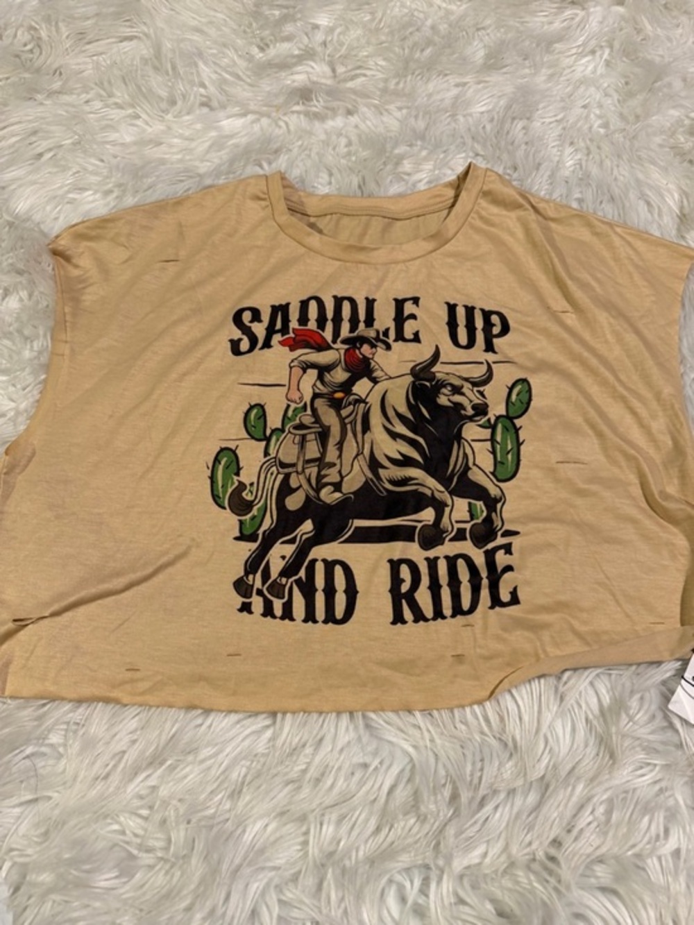 Micas NWT SADDLE UP print crop top size M CC18-36
